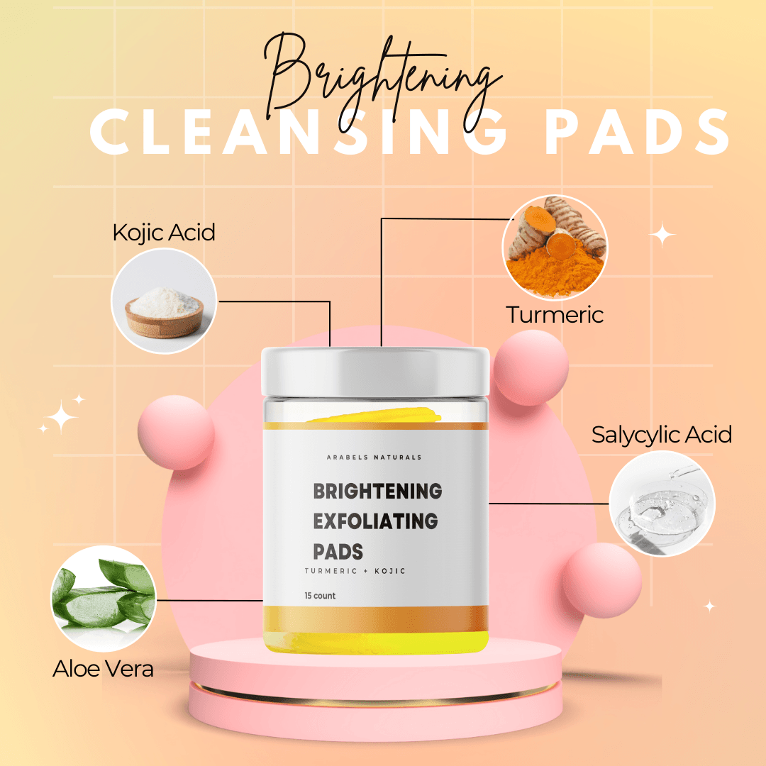 Turmeric Kojic Acid Exfoliating Cleansing Pads 15 Pack - Arabel's Naturals