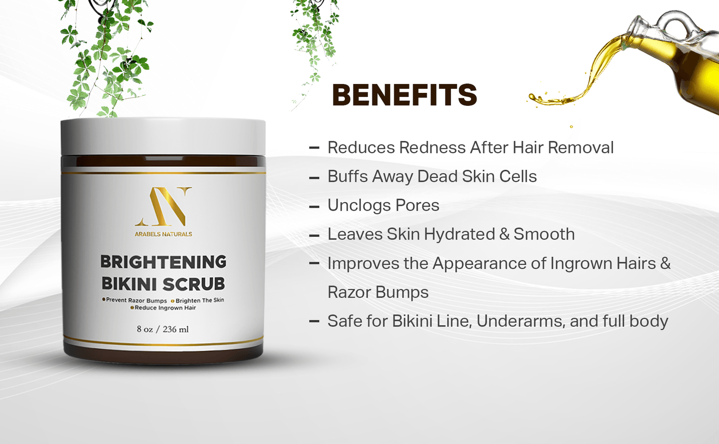 Brightening Bikini Scrub for Ingrown Hair - Arabel's Naturals