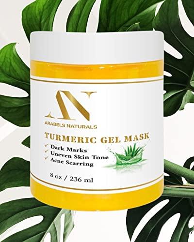 Turmeric Face Mask - Aloe Vera Facial Mask Improves Blemish, Hyperpigmentation, Scarring and Refining Pores Hydrating, Clarifying, Cleansing Skincare Mask, 8 oz - Arabel's Naturals