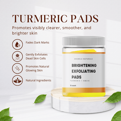 Turmeric Kojic Acid Exfoliating Cleansing Pads 15 Pack - Arabel's Naturals 