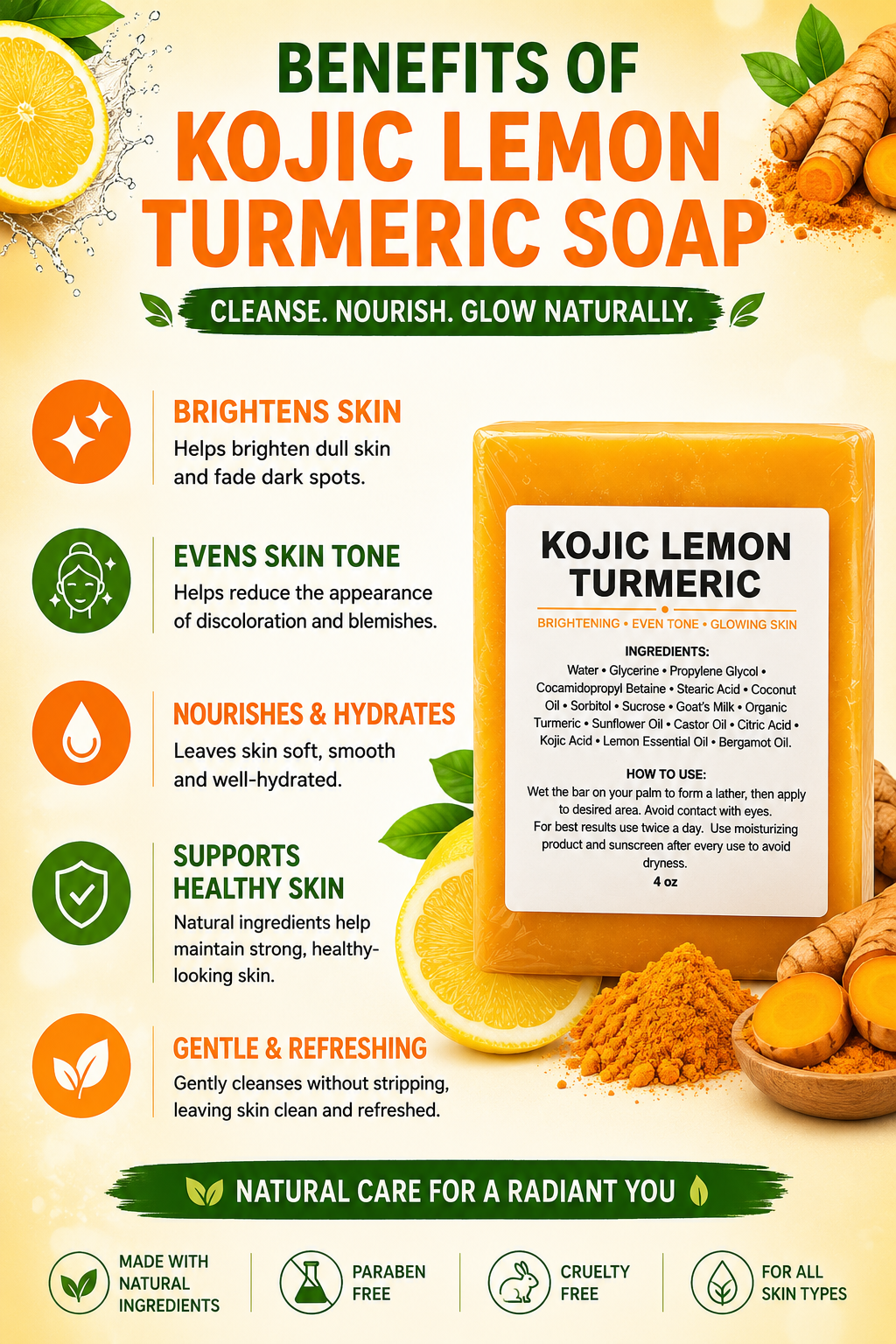 Turmeric Kojic Soap with Lemon