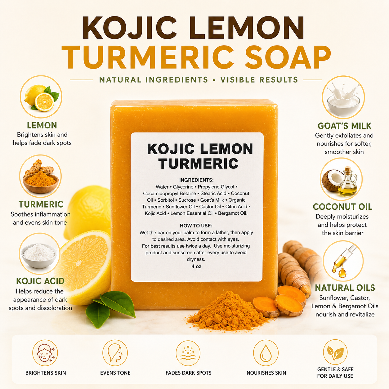 Turmeric Kojic Soap with Lemon