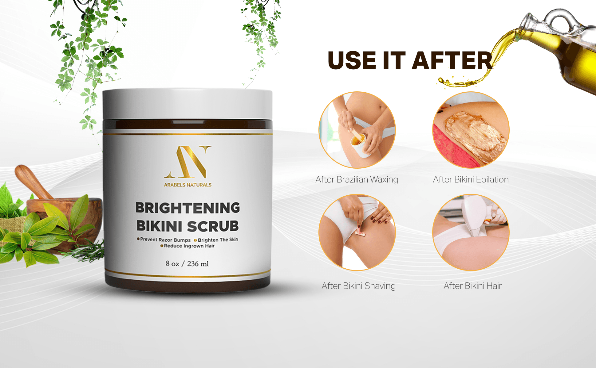 Brightening Bikini Scrub for Ingrown Hair - Arabel's Naturals 