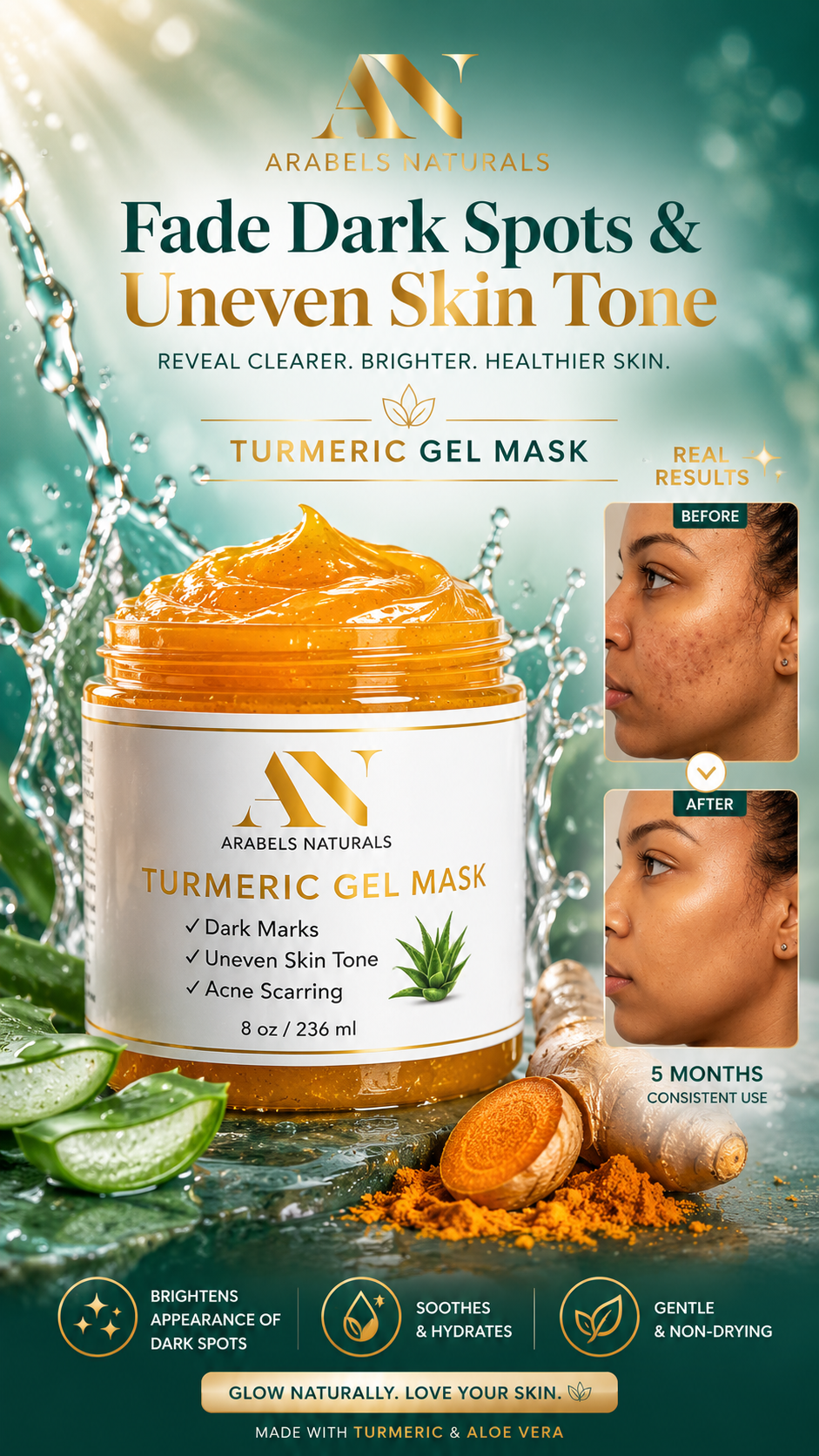 Turmeric + Aloe Vera Face Mask – Clarifying & Hydrating Treatment | 8 oz