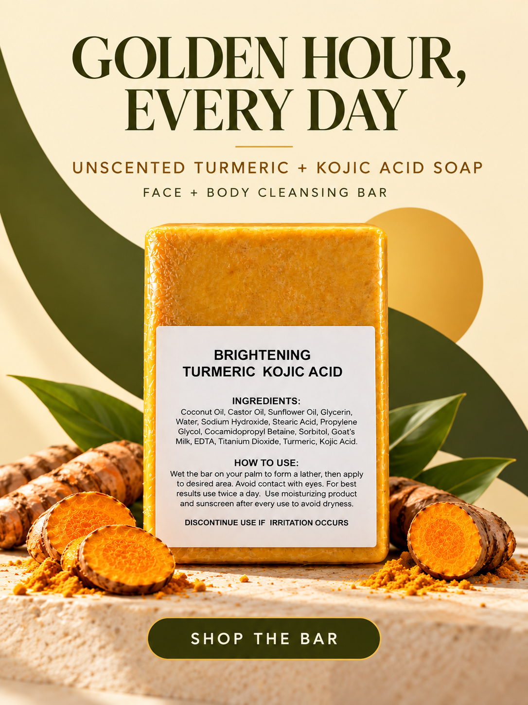 Unscented Turmeric Kojic Acid Soap for Dark Spots