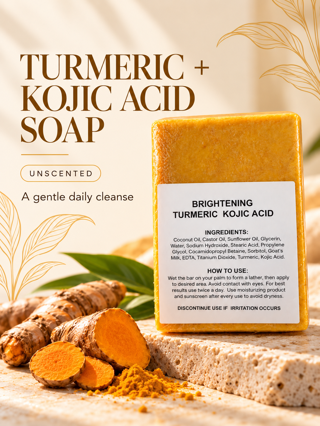 Unscented Turmeric Kojic Acid Soap for Dark Spots