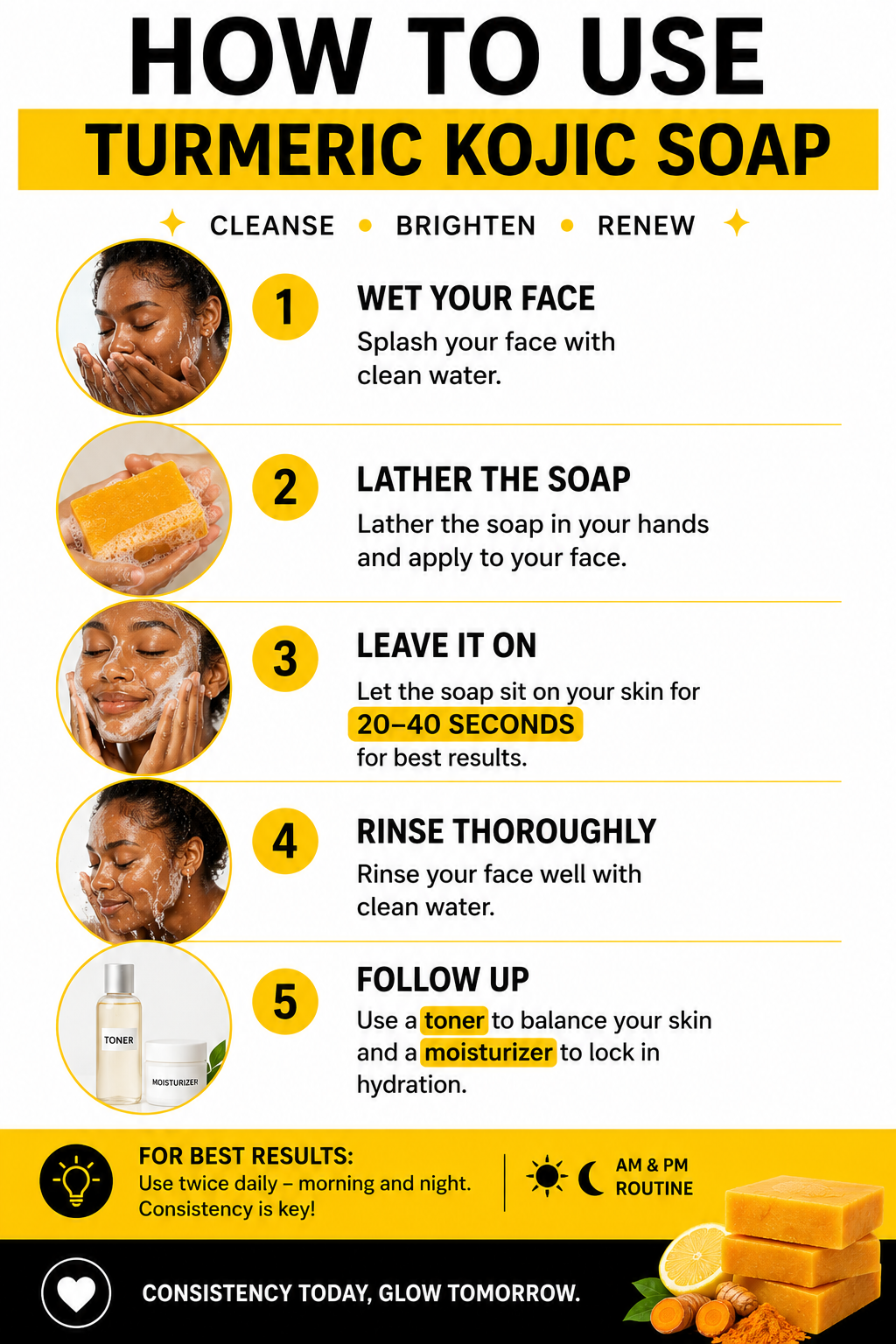 Turmeric + Kojic Acid Soap with Lemon Oil | Brightening Face & Body Bar