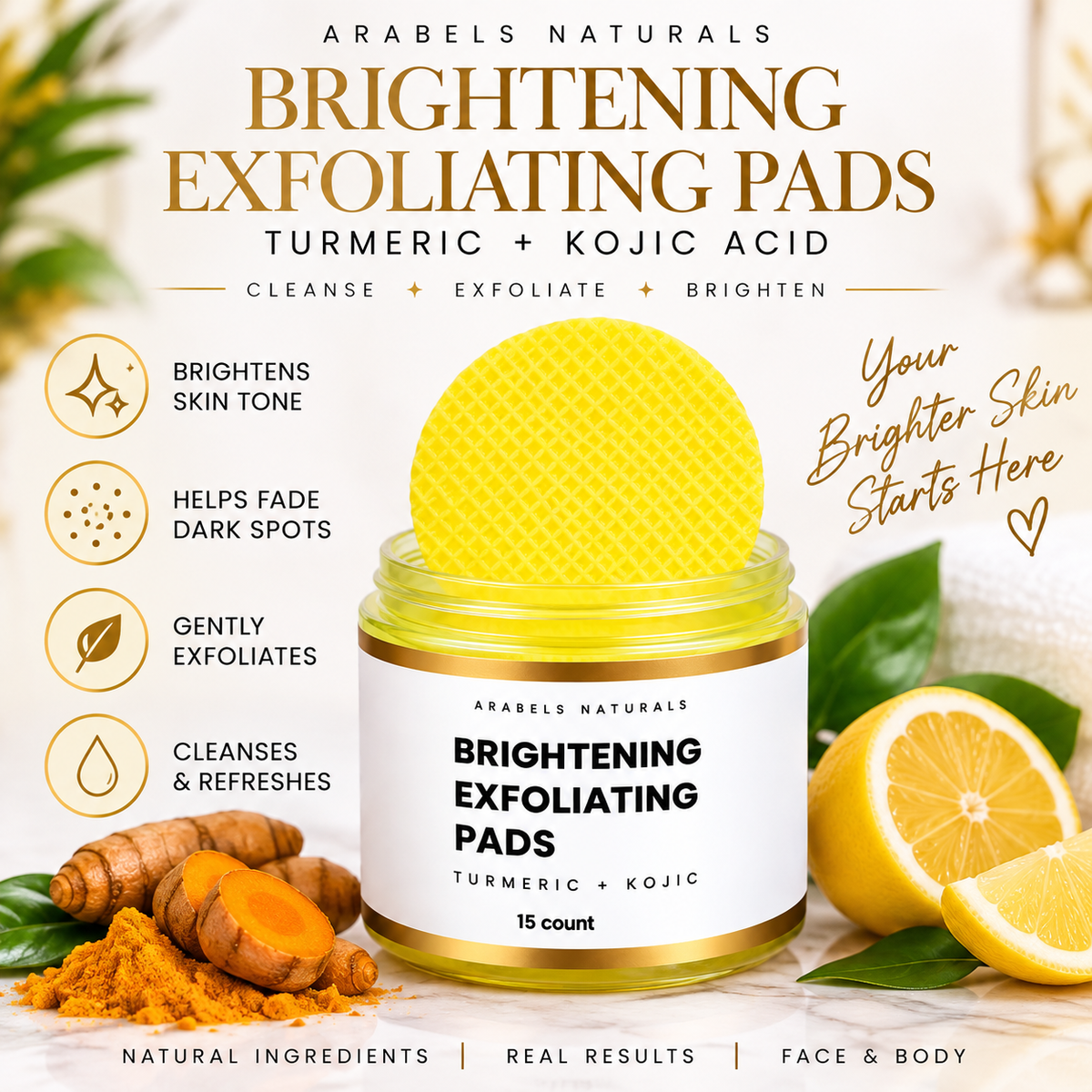 Turmeric Kojic Acid Exfoliating Cleansing Pads