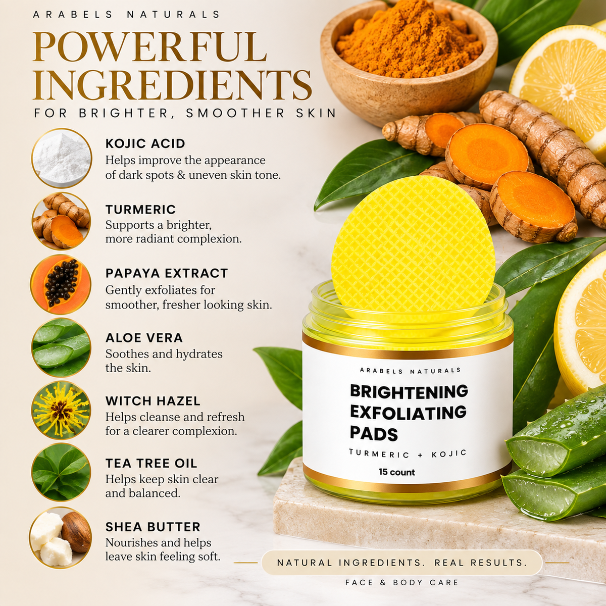 Turmeric Kojic Acid Exfoliating Cleansing Pads