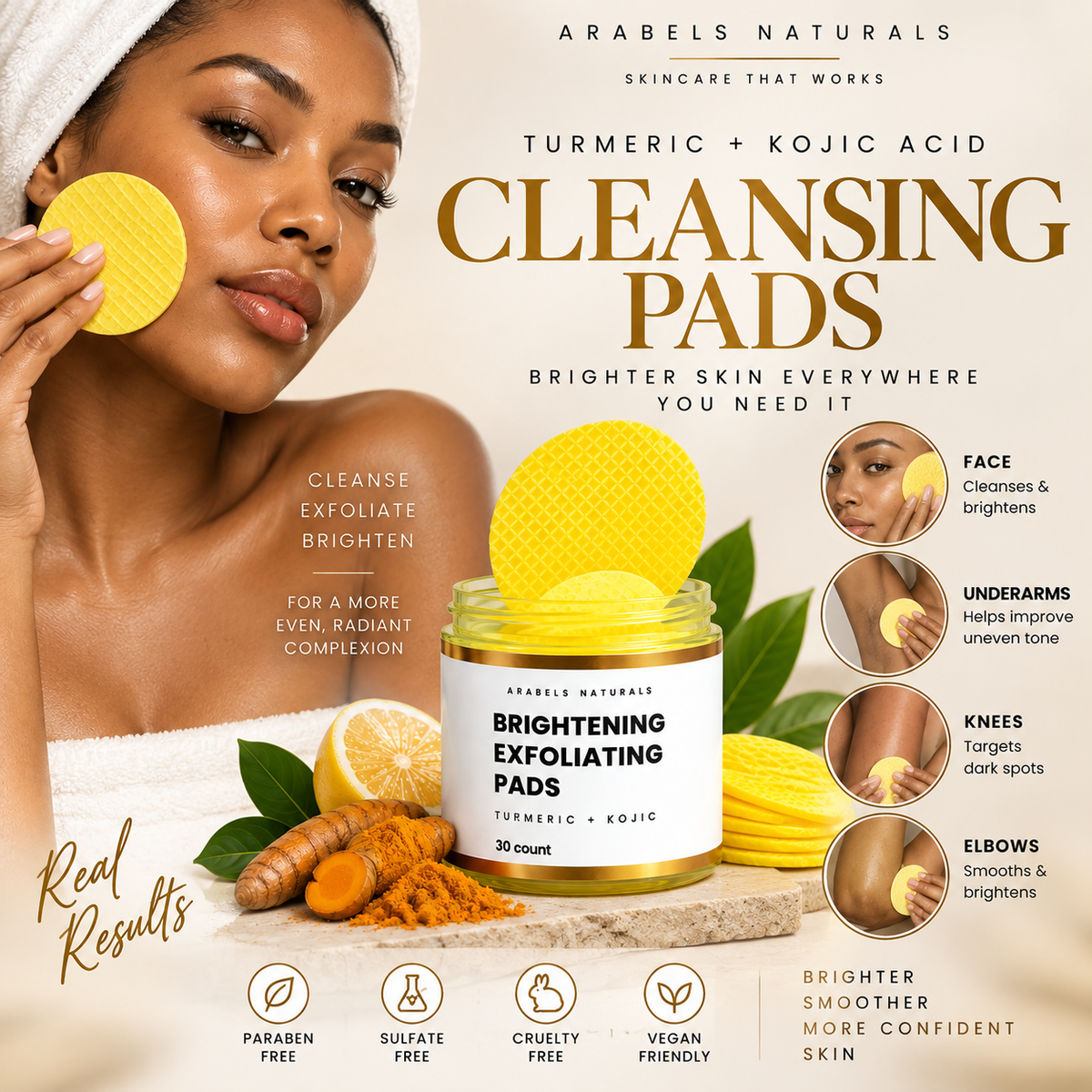 Turmeric Kojic Acid Exfoliating Cleansing Pads
