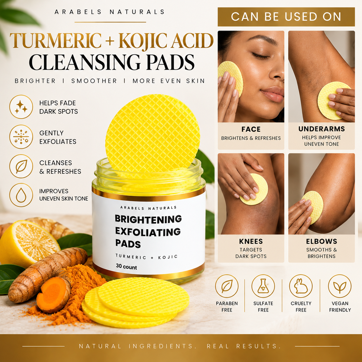 Turmeric Kojic Acid Exfoliating Cleansing Pads