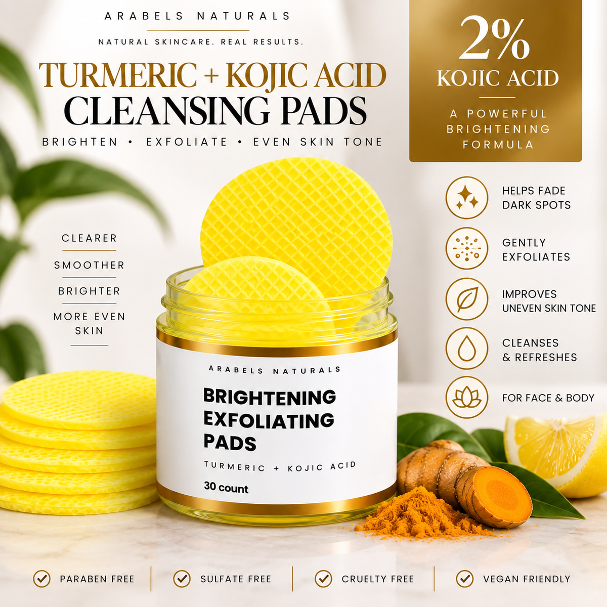 Turmeric Kojic Acid Exfoliating Cleansing Pads