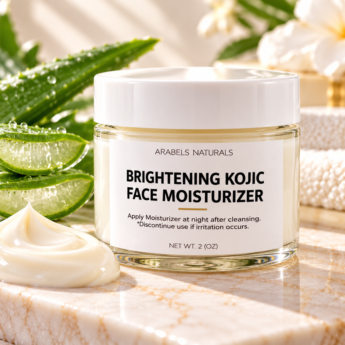Kojic Acid Brightening Face Moisturizer – Dark Spots & Uneven Skin Tone | 2 oz