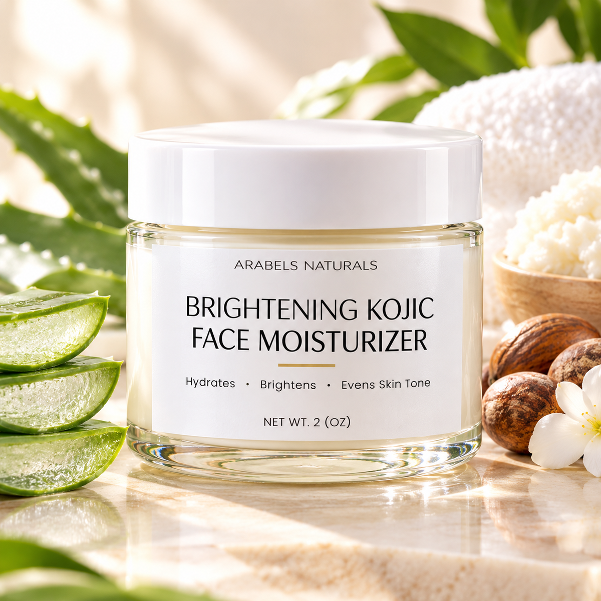 Kojic Acid Brightening Face Moisturizer – Dark Spots & Uneven Skin Tone | 2 oz