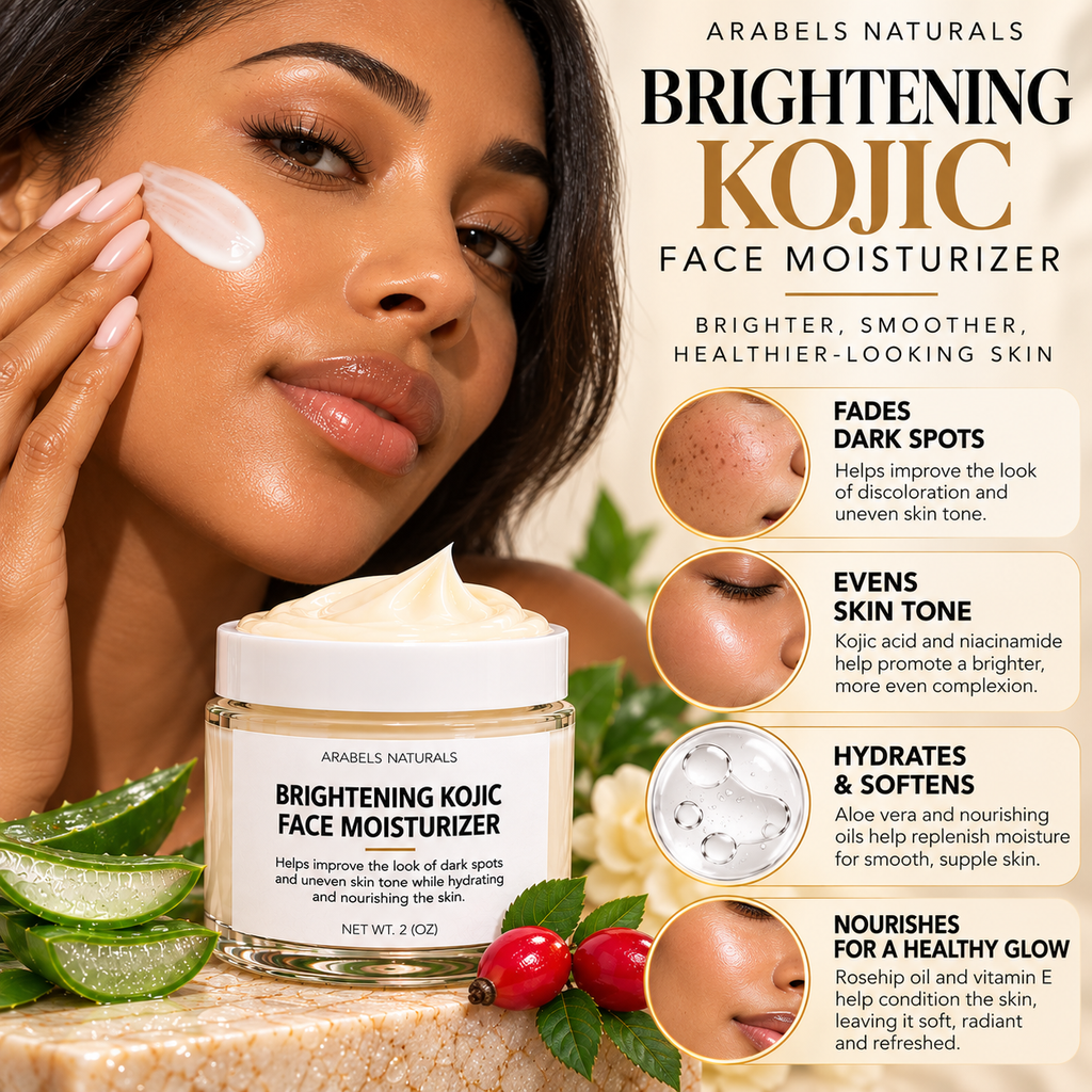 Kojic Acid Brightening Face Moisturizer – Dark Spots & Uneven Skin Tone | 2 oz