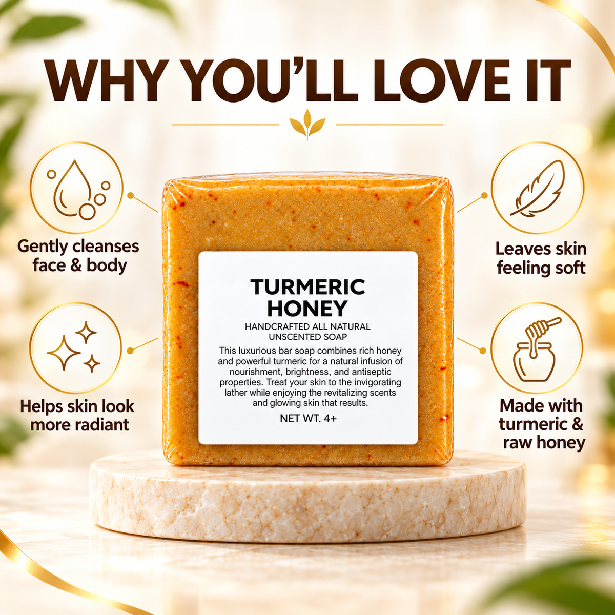Turmeric + Raw Honey Brightening Soap