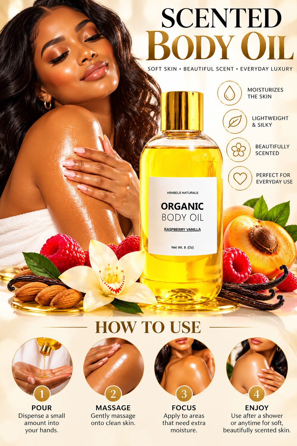 Luxury Scented Body Oil – Moisturizing & Nourishing Skin Oil | 4 oz