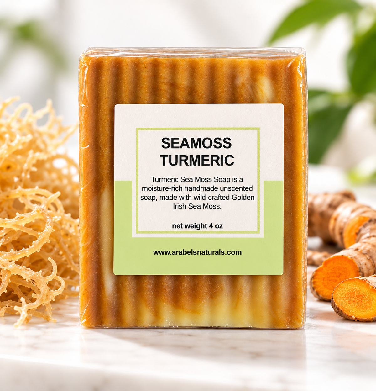 Turmeric Sea Moss Soap Bar | Unscented Handmade Vegan Soap