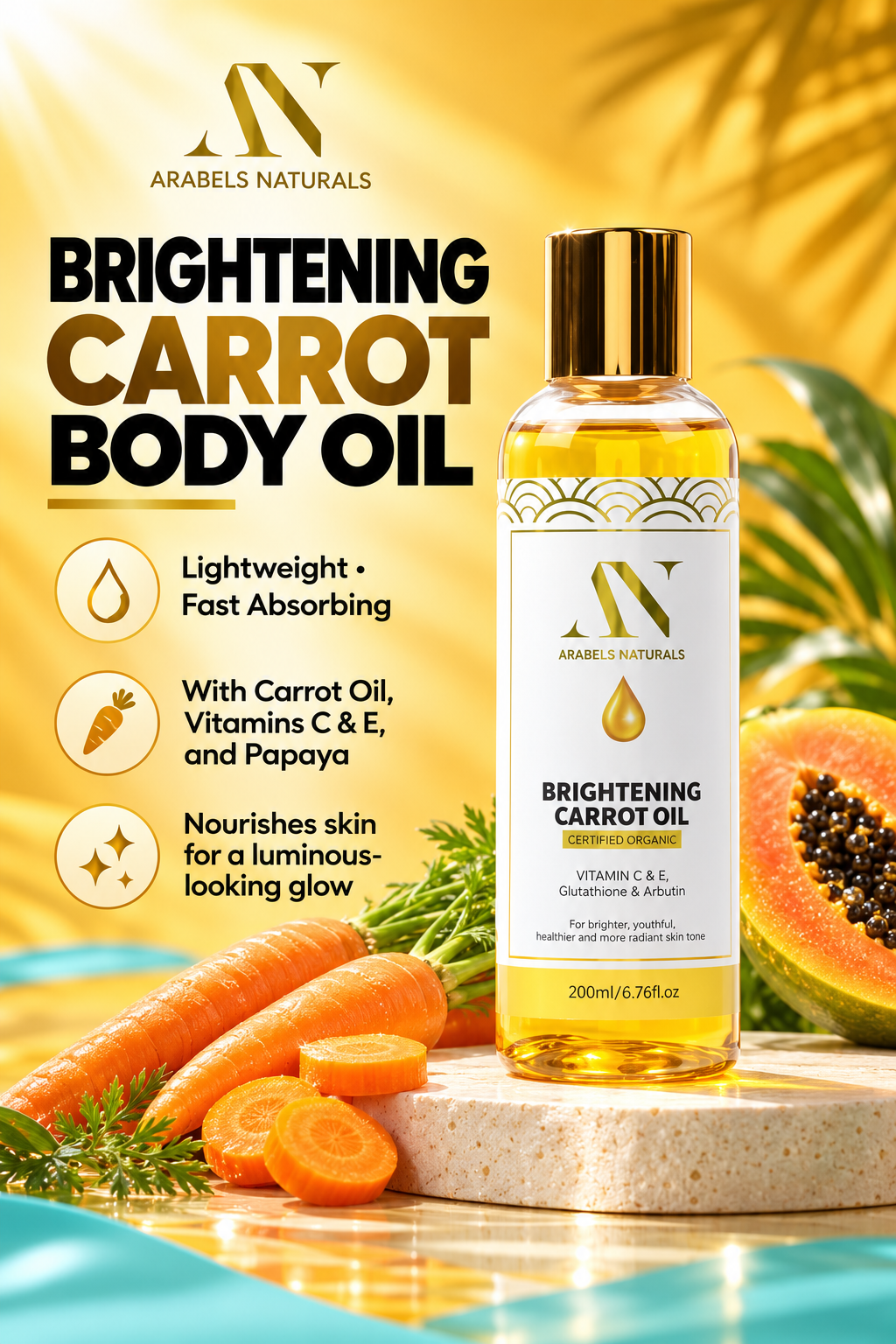 Brightening Carrot Body Oil with Vitamins C & E