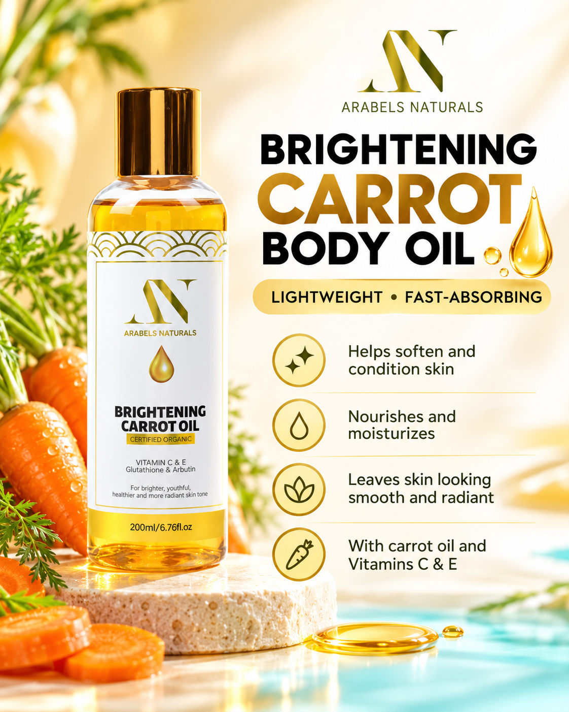 Brightening Carrot Body Oil with Vitamins C & E